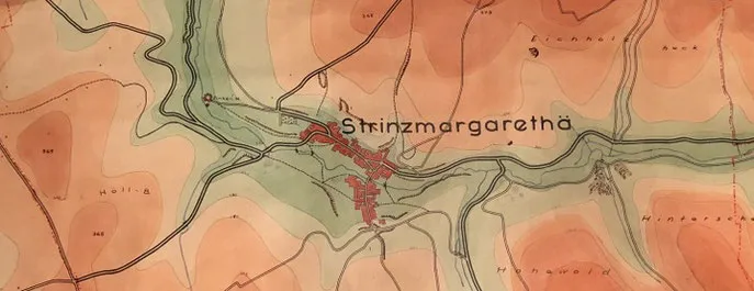 StM im Jahre 1939 (Ausschnitt aus einer Schullandkarte der ehemaligen Strinzer Schule)